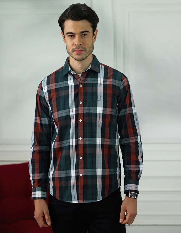 Emerald Sage Cotton Check Shirt